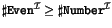 $\sharp \texttt{Even}^{\mathcal{I}}\geq\sharp \texttt{Number}^{\mathcal{I}}$