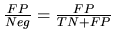 $\frac{FP}{Neg} = \frac{FP}{TN + FP}$