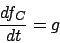 \begin{displaymath}\frac{df_{C}}{dt} = g\end{displaymath}