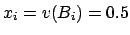 $x_i = v(B_i) = 0.5$