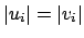 $\vert u_i\vert = \vert v_i\vert$