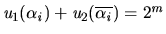 $u_1(\alpha_i)+u_2(\overline{\alpha_i})=2^m$