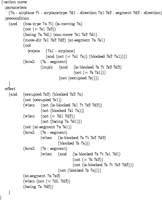 \begin{figure}\begin{center}\par
\begin{tabbing}
\par
\hspace{0.0em} \= (:acti...
...ing ?a ?d2)) \\
\> \quad \= ) \\
)
\par
\end{tabbing}
\end{center}\end{figure}