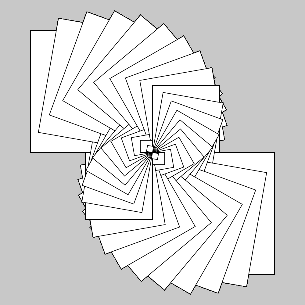 Spiraling 
Squares drawn recursively