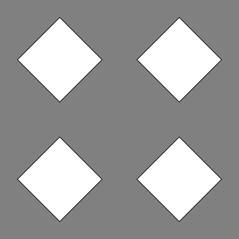 Initial configuration of four squares that will be rotating clockwise