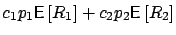 $c_1p_1\mbox{{\bf\sf E}}\left[ R_1 \right] + c_2p_2\mbox{{\bf\sf E}}\left[ R_2 \right]$