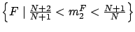 $\left\{F\mid \frac{N+2}{N+1} < m_2^F < \frac{N+1}{N}\right\}$