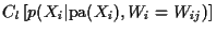 $C_l \left[ p(X_i\vert\mbox{pa}(X_i), W_i = W_{ij}) \right]$