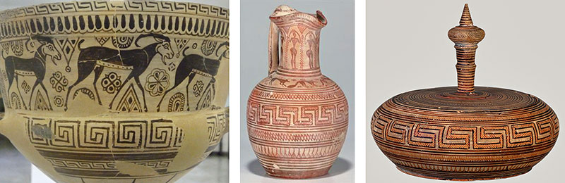 Pictures of meanders on Greek vases