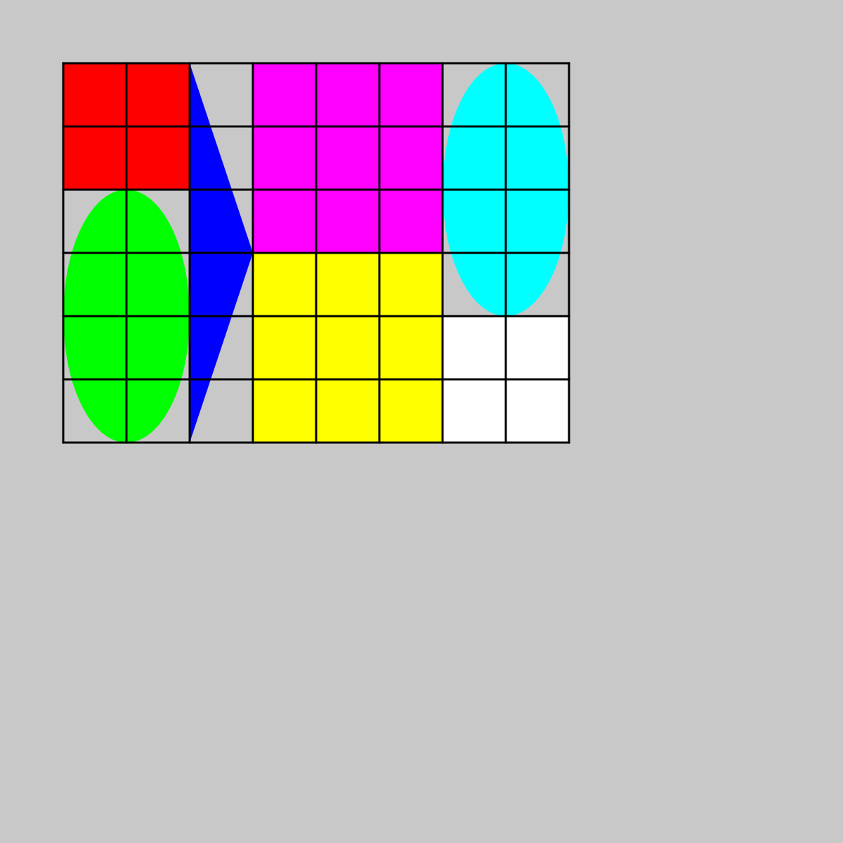 Same shapes with a grid overlaid