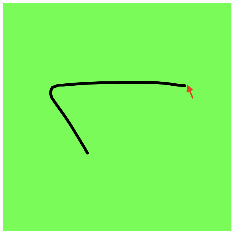 black snake-like line on a green background