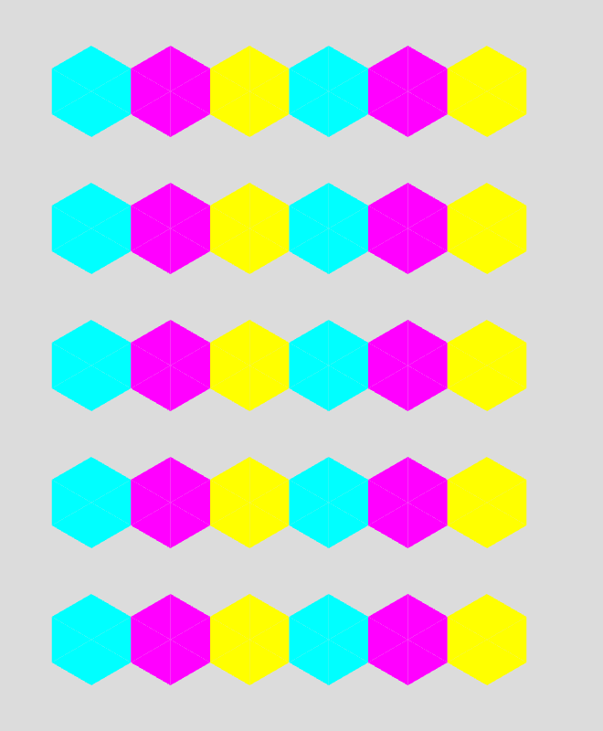 hexagons along every other row