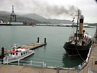 The ferry to Diamond Harbour (on left)