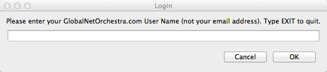 User Name prompt dialog box