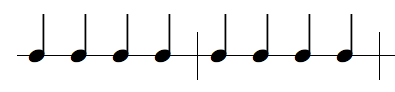 two measures of quarter notes
